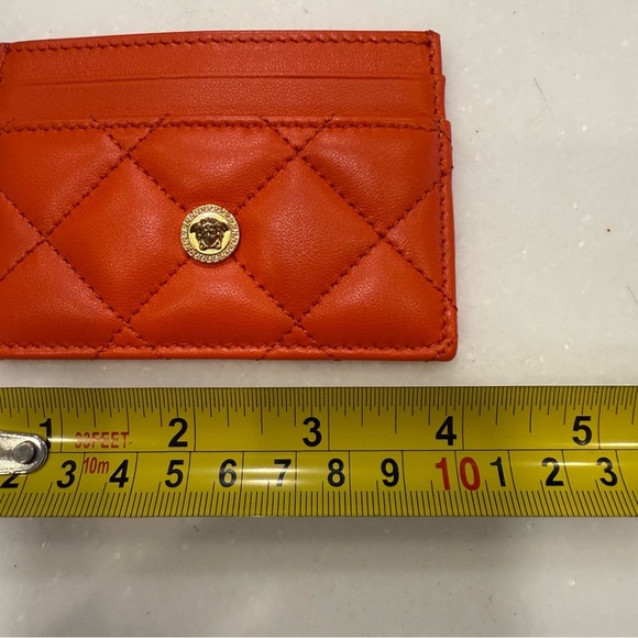 VERSACE Orange Quilted 100% Leather Card Case BRAND NEW - Picture 7 of 10